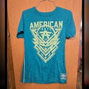 American Fighter Teal and Yellow Graphic Tee